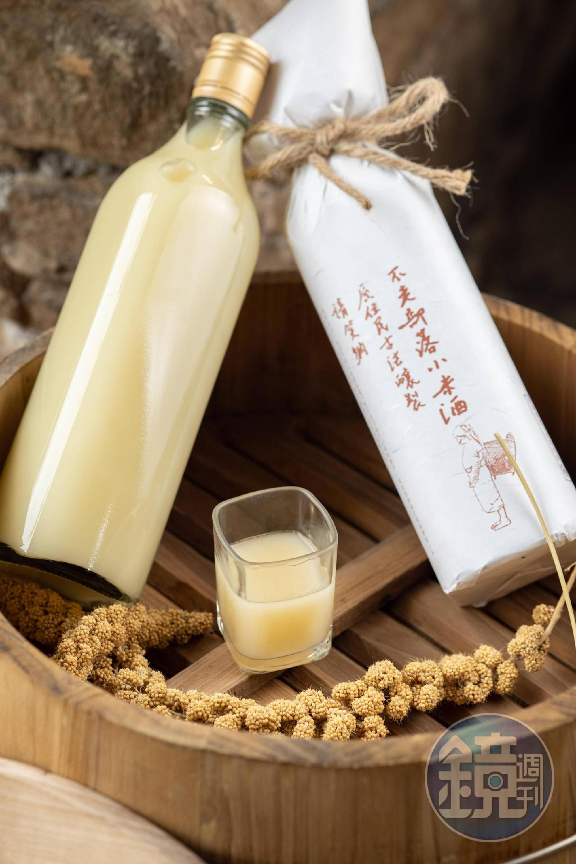 不老部落販售的「小米酒」。（800元/瓶、600ml）