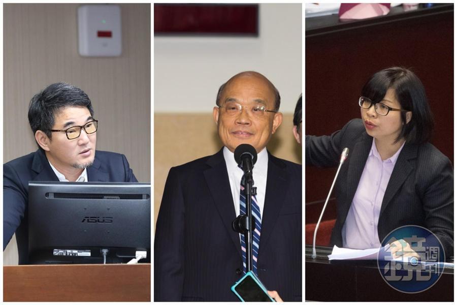 行政院長蘇貞昌（中）宴請民進黨團立委餐敘，民進黨立委劉建國（左）、林淑芬（右）今晚仍未出席。（本刊資料照）