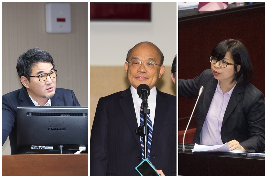 行政院長蘇貞昌（中）宴請民進黨團立委餐敘，民進黨立委劉建國（左）、林淑芬（右）今晚仍未出席。（本刊資料照）