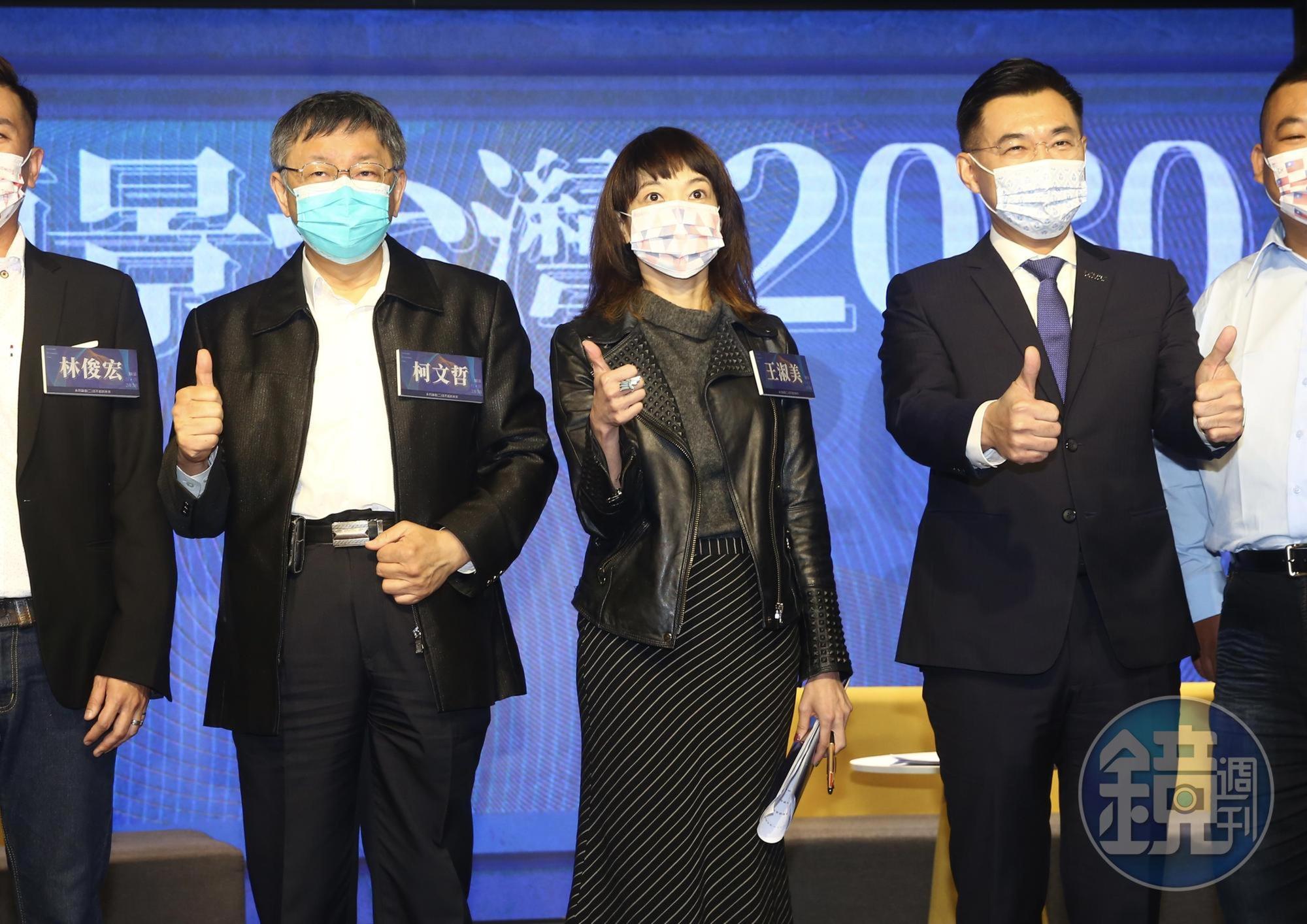 對於與柯文哲（左）同台一事惹得連勝文不開心，江啟臣（右）表示，是溝通過程有落差。