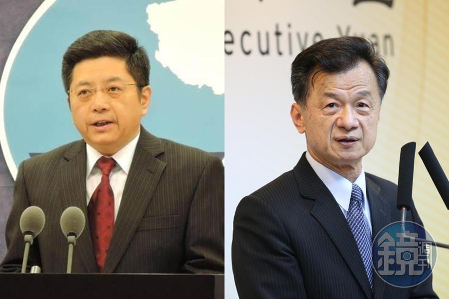國台辦發言人馬曉光（左）今回應我國新上任的陸委會主委邱太三（右）之兩岸「春暖花開說」，稱若回到九二共識就可行。（翻攝自推特、本刊資料照）