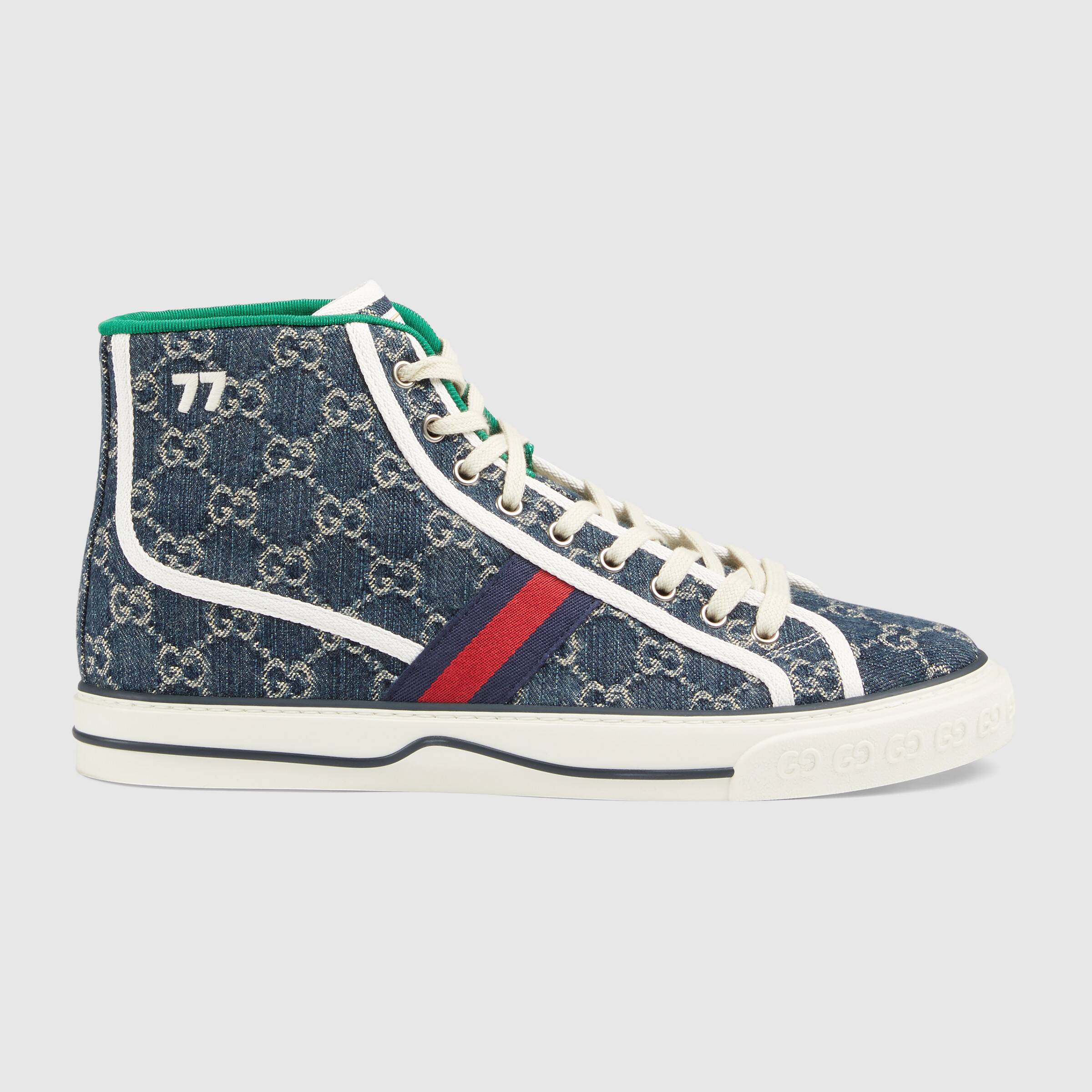 Tennis 1977男士丹寧高筒球鞋。NT$26,700（GUCCI提共）