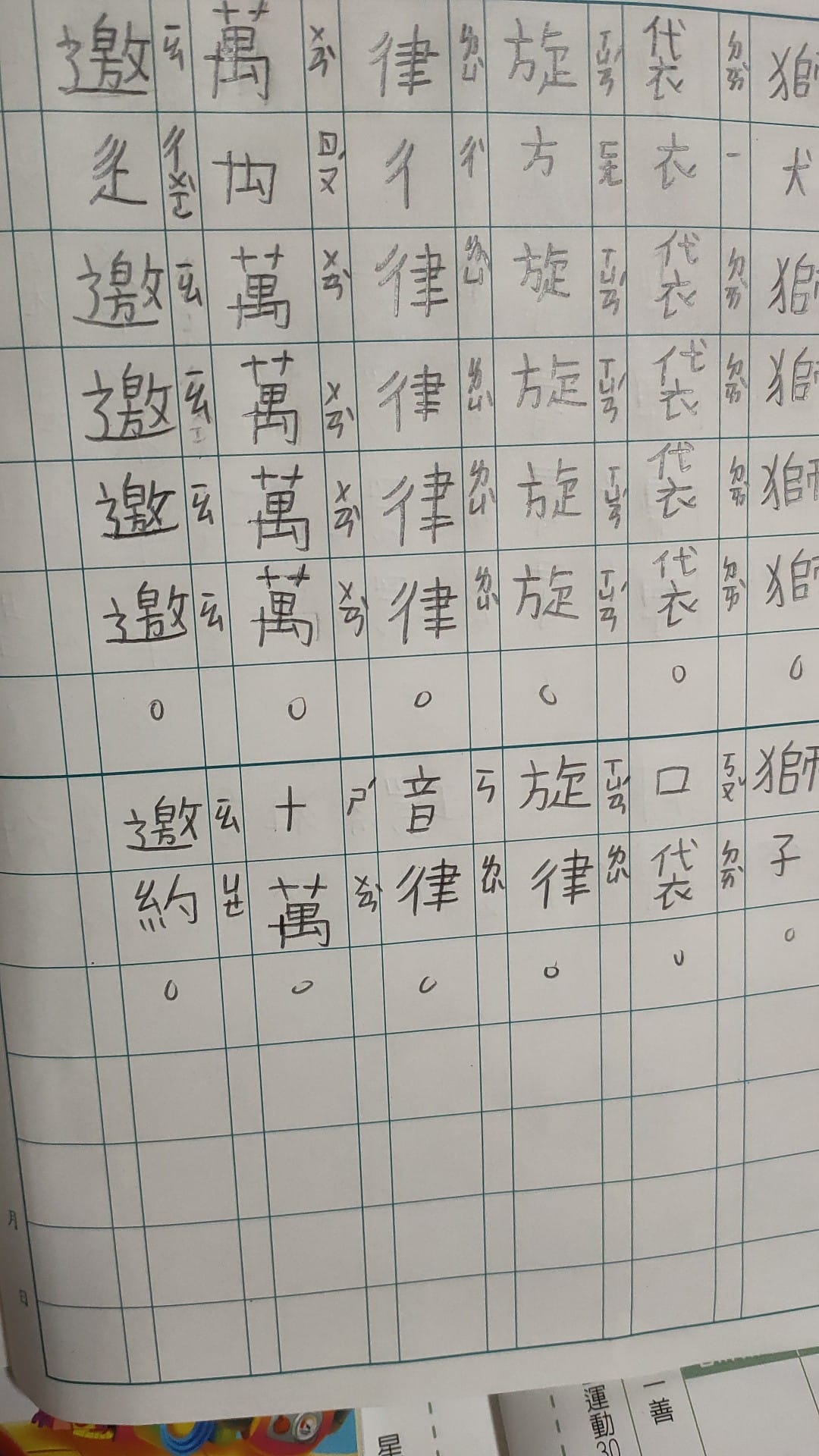 小學生的作業出現「萬」的部首是「禸」(ㄖㄡˊ)部,讓家長疑惑以為小朋友寫錯了。(翻攝自爆廢1公社)