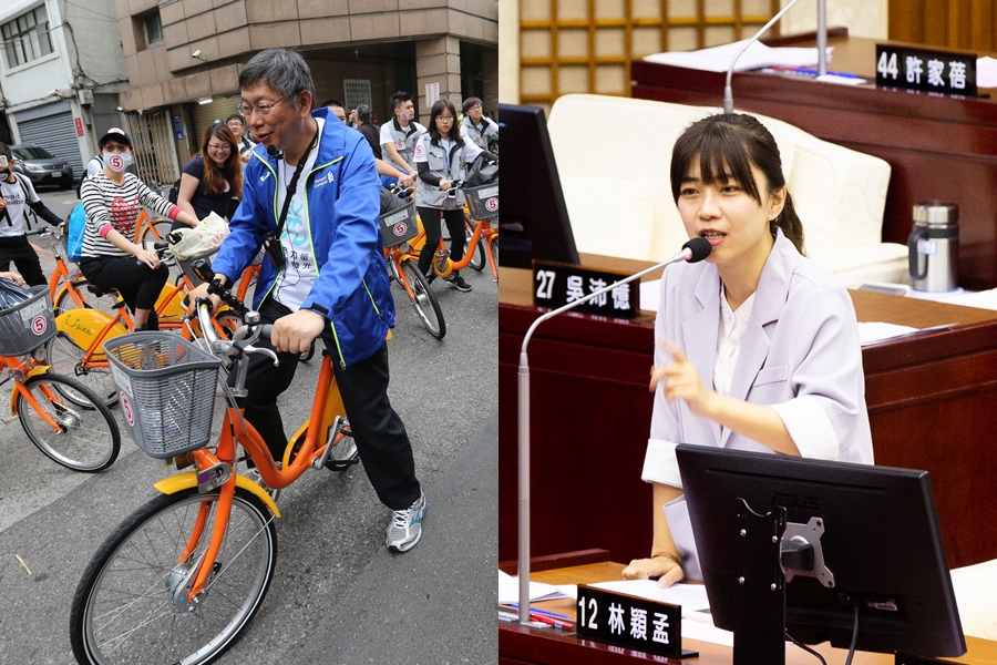 台北市長柯文哲（左）為了「一日雙城」的活動編列了40萬預算，遭到市議員林穎孟（右）的質疑。（本刊資料照）