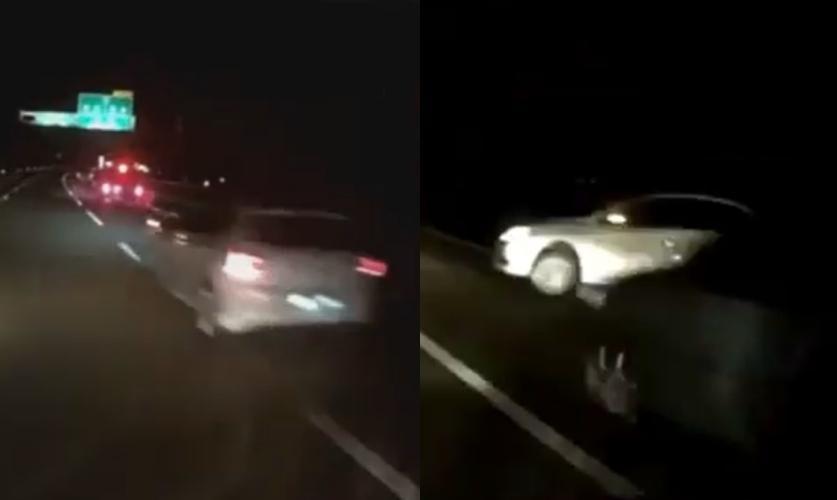 受害車輛的行車紀錄器錄下疑似競速的2輛白車。(翻攝自臉書社團「台中踢爆網」)