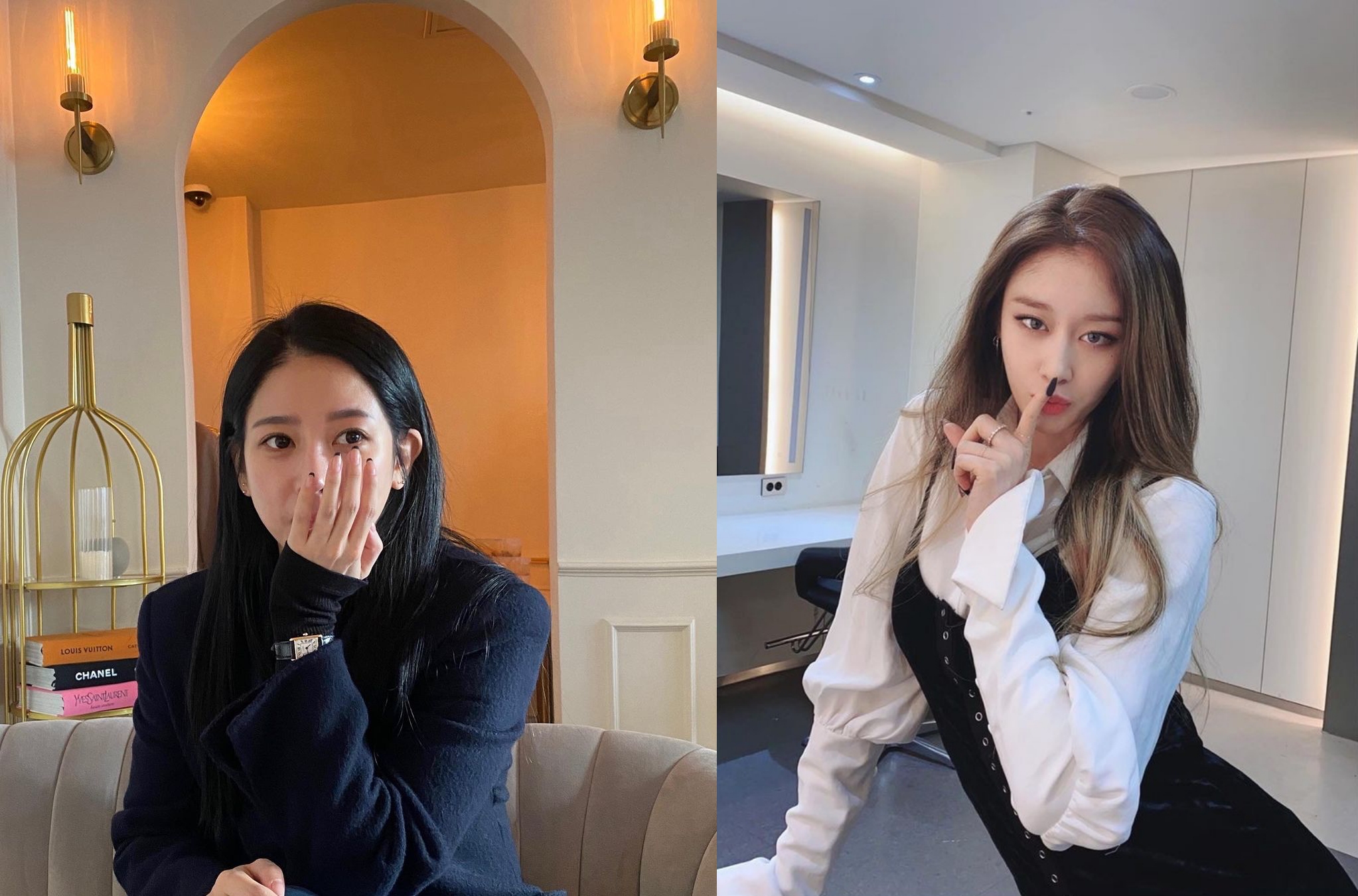 T-ara出身的昭妍（左圖）與芝妍（右圖）受到跟蹤狂與網友死亡威脅，經紀公司已報警處理。（翻攝昭妍、芝妍IG）