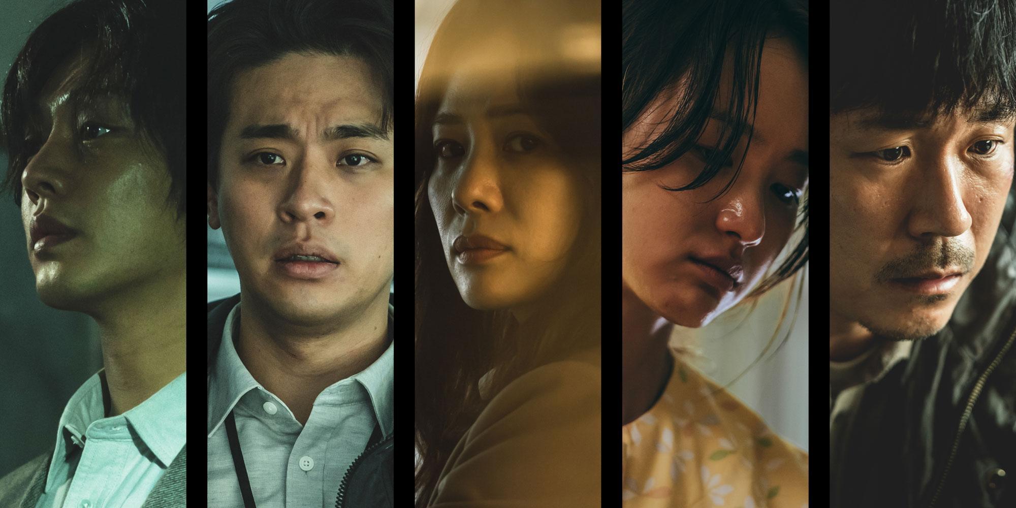 劉亞仁(左一)和朴正民(左二)等人演出的漫改劇《地獄》,由《屍速列車》導演延尚昊執導。(Netflix提供)