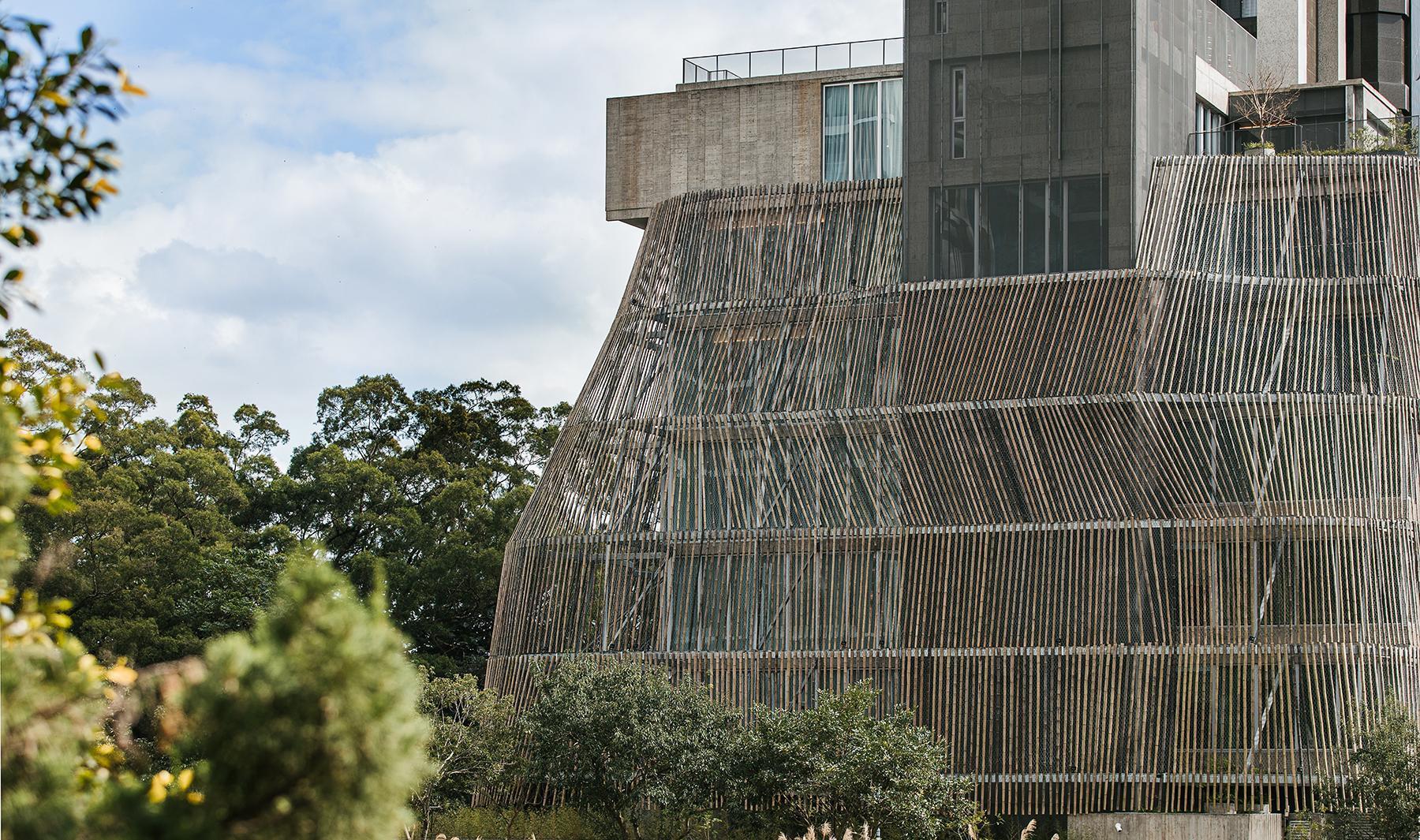 宜蘭礁溪全新旅館品牌「了了礁溪」，以獨特絕美的竹編外型，還未正式開幕就在網路上引起熱烈討論。（了了礁溪提供）