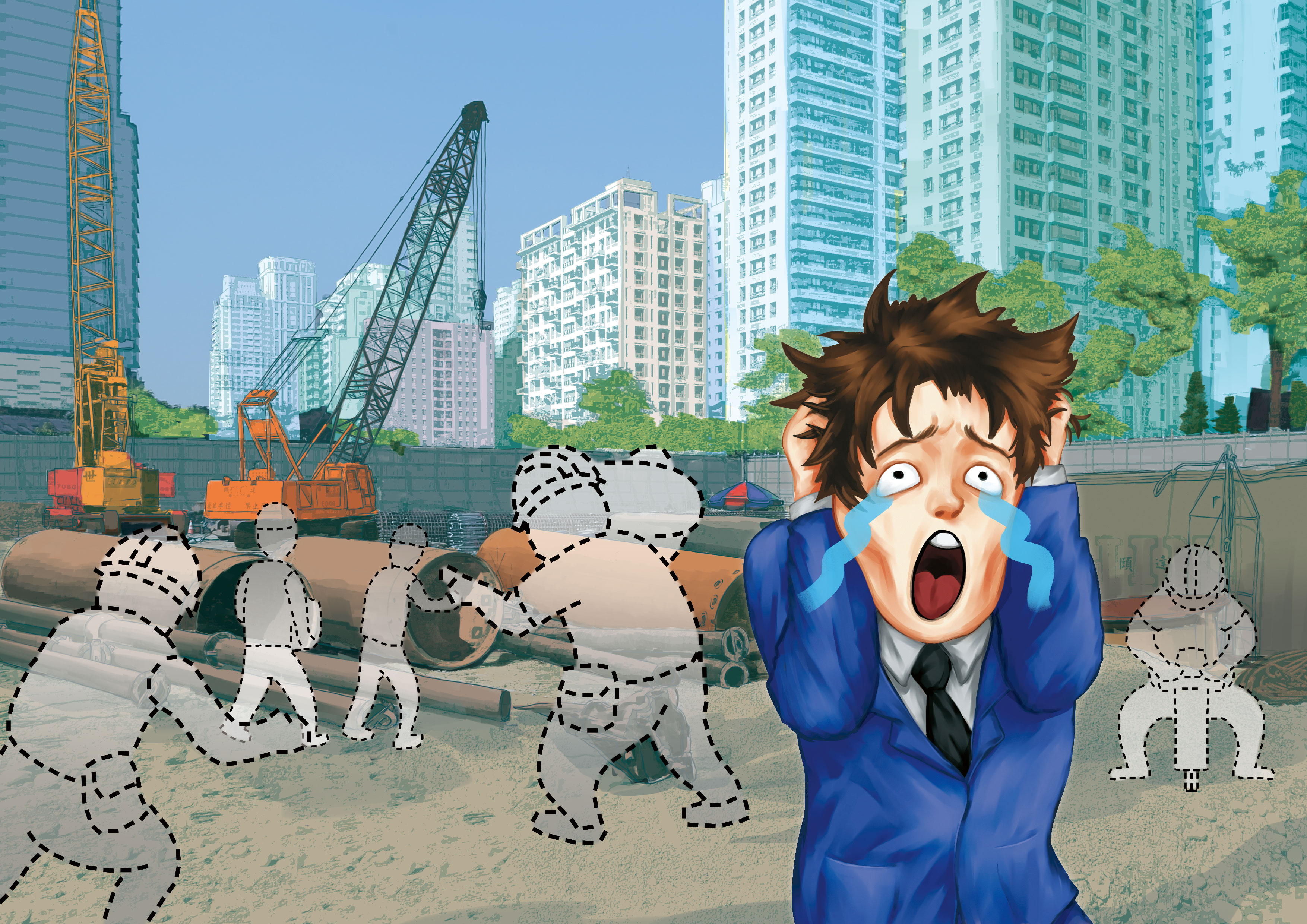 營建業爆缺工潮，負責統籌、發包、管理的營造業者正「抱著頭燒」。