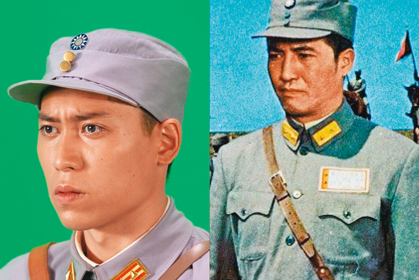 之前柯鑑育（左圖）曾在紀錄片裡重現柯俊雄在《八百壯士》中的造型，眉宇間遺傳了老爸的英氣。（翻攝自柯鑑育IG）