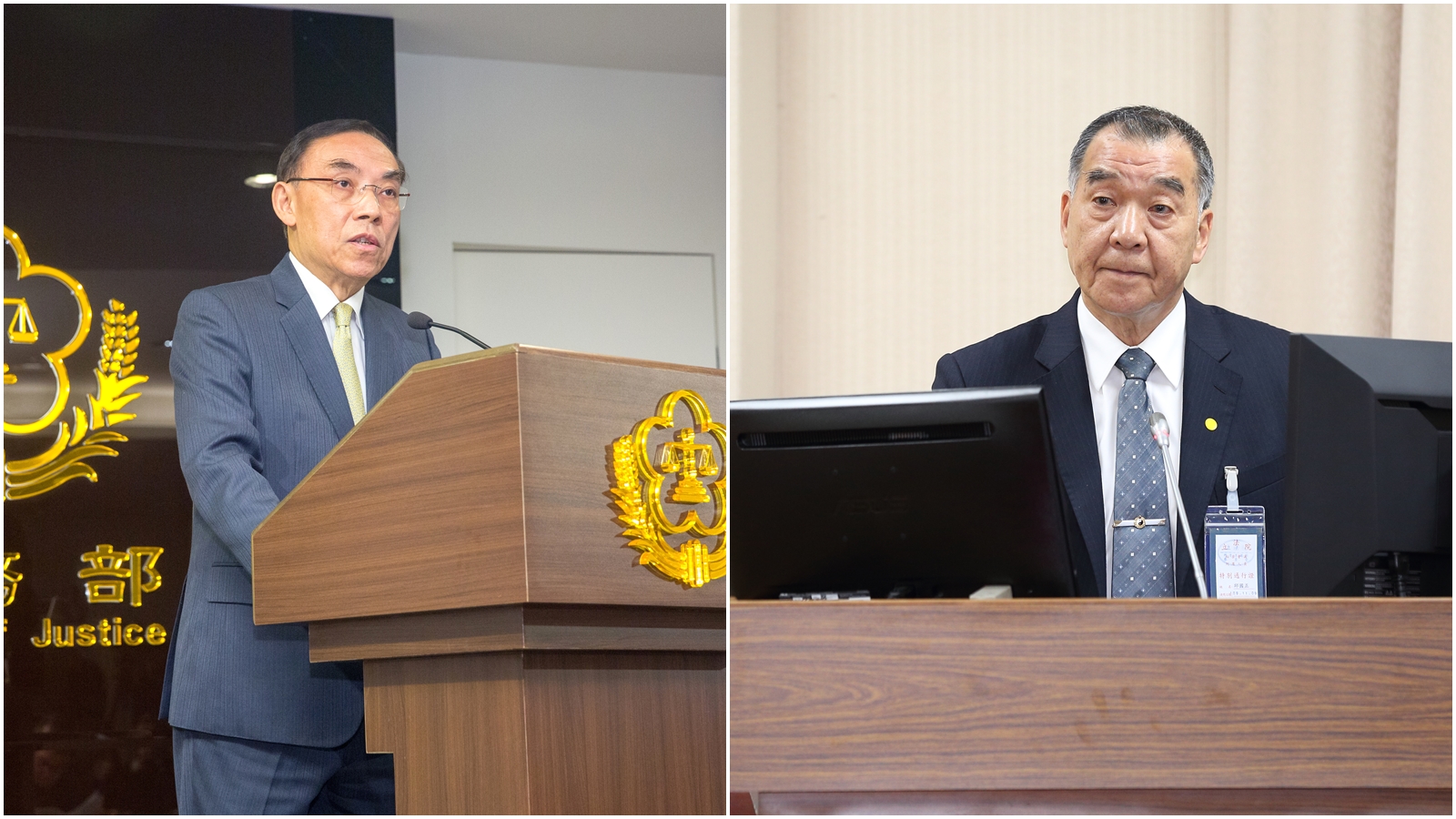 針對中國封殺我國鳳梨，法務部長蔡清祥（左）與國防部長邱國正（右）都表示願意配合政府政策以幫助果農。（本刊資料照）