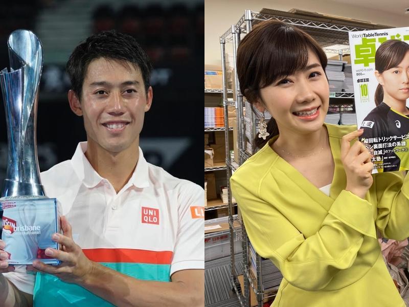 福原愛曾被爆料在酒席上自曝「奪走錦織圭的處男身」。（翻攝自錦織圭、福原愛推特）
