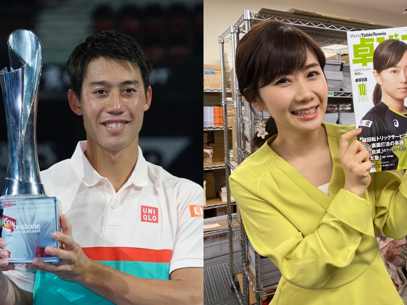 福原愛曾被爆料在酒席上自曝「奪走錦織圭的處男身」。（翻攝自錦織圭、福原愛推特）