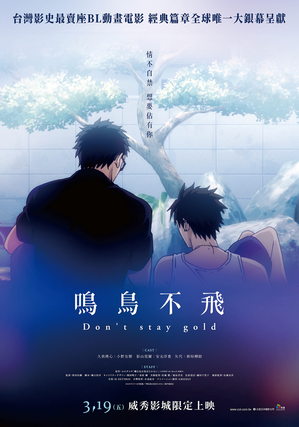 台灣將成為《鳴鳥不飛：Don’t stay gold》在全世界唯一院線上映的國家。（采昌國際提供）