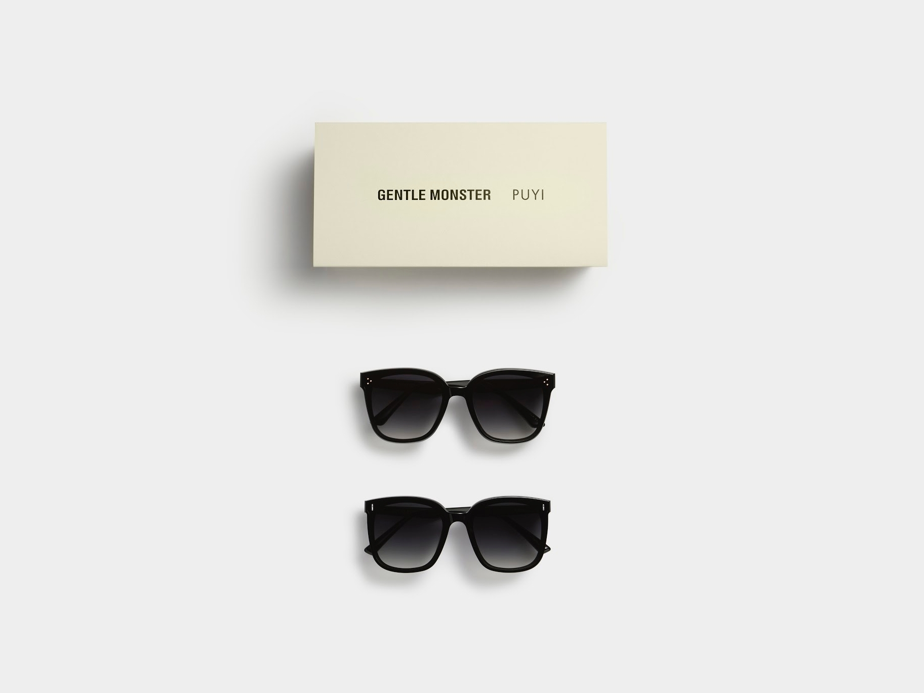 為慶祝溥儀眼鏡20週年，GENTLE MONSTER首度與眼鏡零售商合作，推出兩款限量聯名太陽眼鏡。（溥儀眼鏡提供）