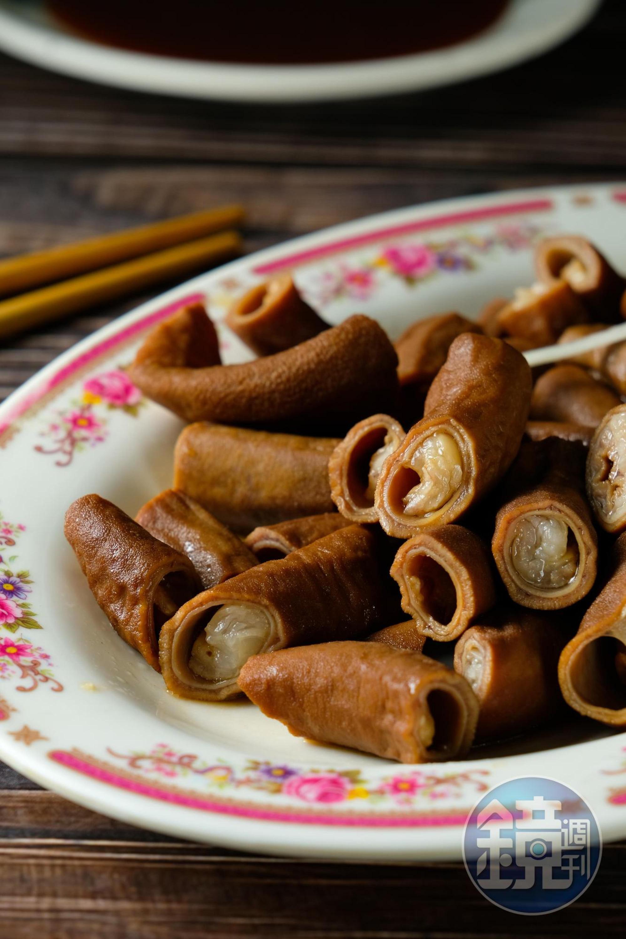 「滷小腸」滷得無腥味,帶有嚼勁。(30元/小份、50元/大份)