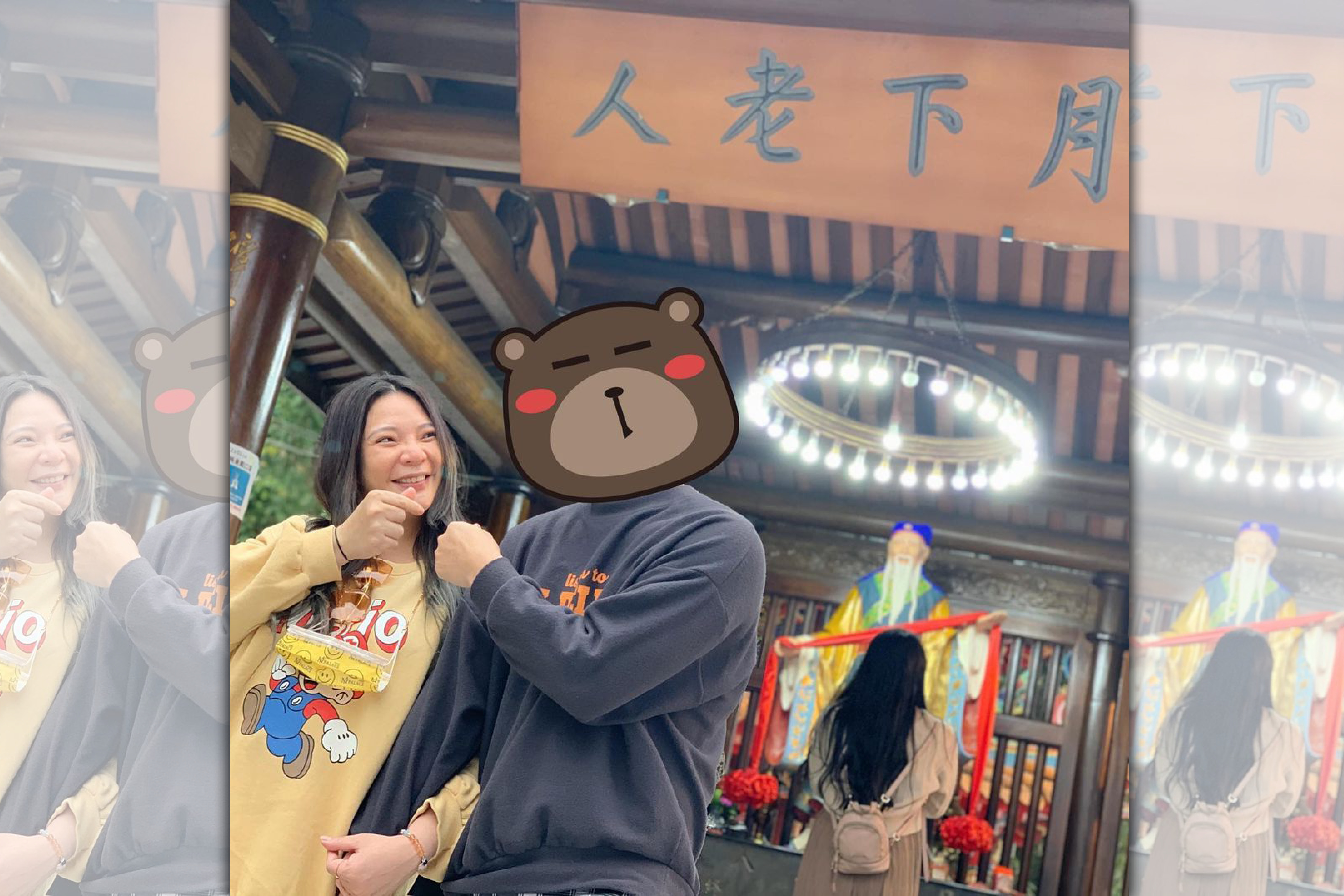 小甜甜帶著老公還願月老廟，也透露求月老的撇步。（翻攝自小甜甜IG）