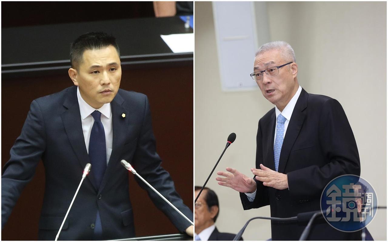 陳以信(左)送花事件不斷延燒,若陳請辭不分區立委,將由前國民黨主席吳敦義(右)遞補。合成照。(本刊資料照)