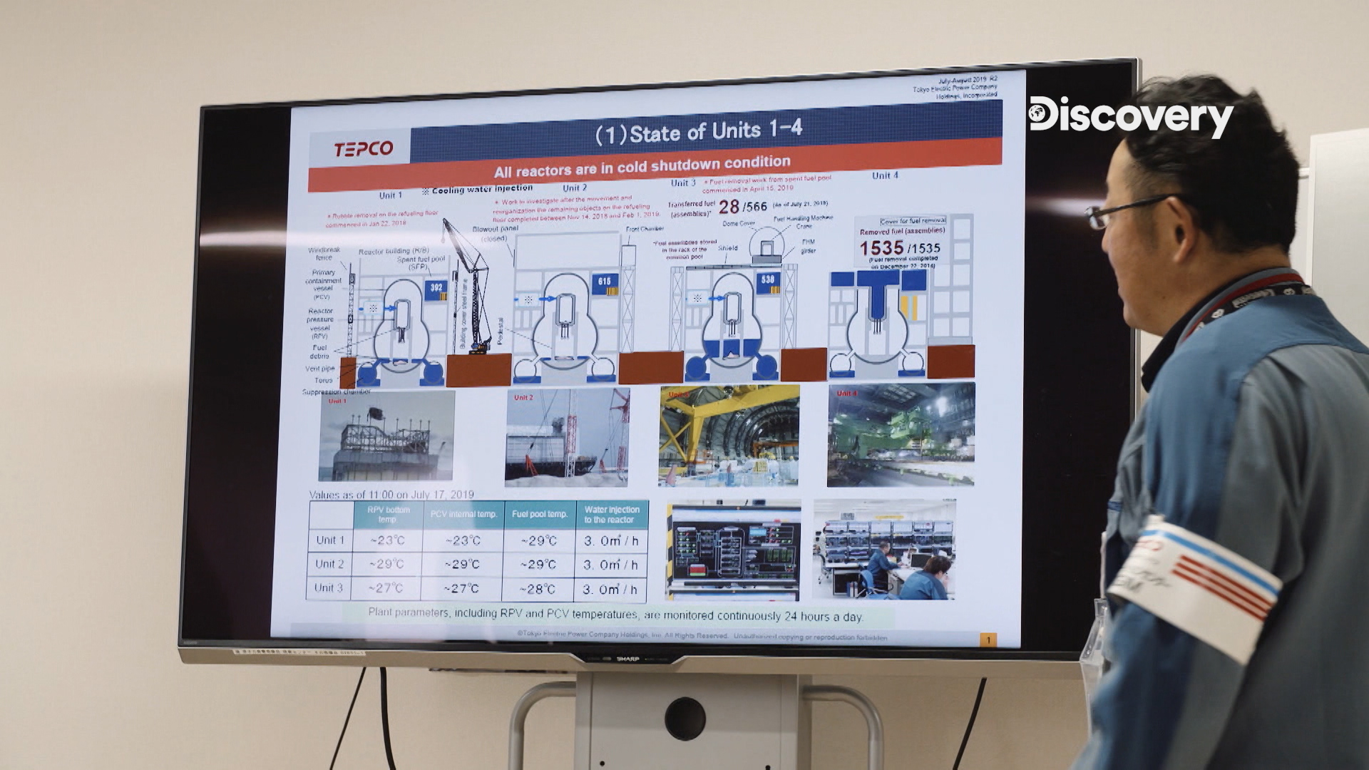 如今要進入福島核電廠,需要經過1.5小時的安全訓練講習。(Discovery頻道提供)