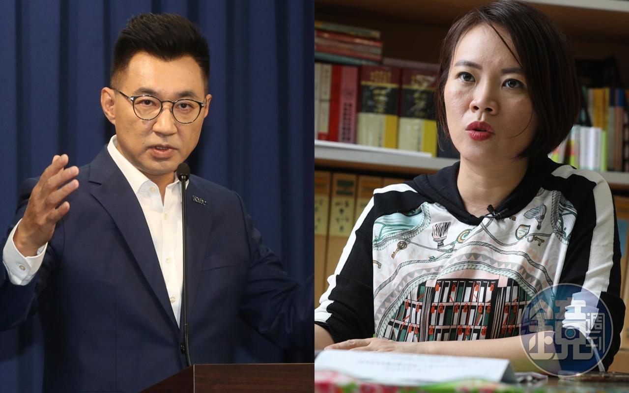 江啟臣（左圖）今送2公投連署書至中選會，簡舒培（右圖）批是為了自身政治生涯。（本刊資料照）