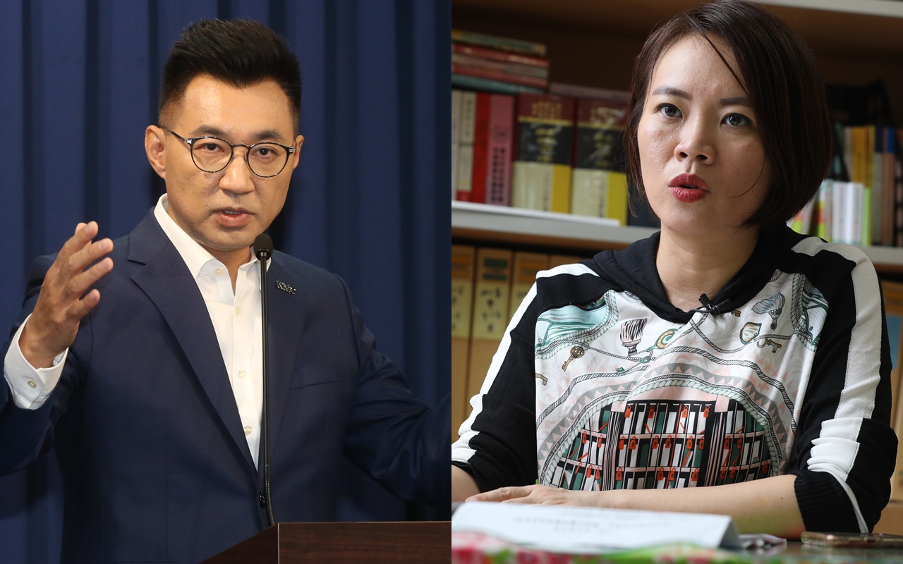 江啟臣（左圖）今送2公投連署書至中選會，簡舒培（右圖）批是為了自身政治生涯。（本刊資料照）