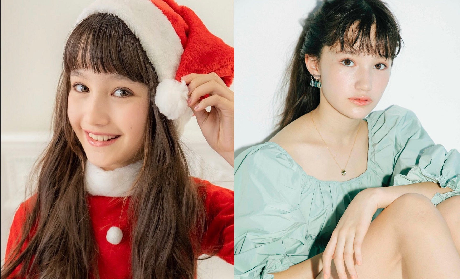 山口來樂年僅11歲，私下（左圖）的模樣多了份稚氣，和平常拍時尚照時大不同。（翻攝自山口來樂Instagram）