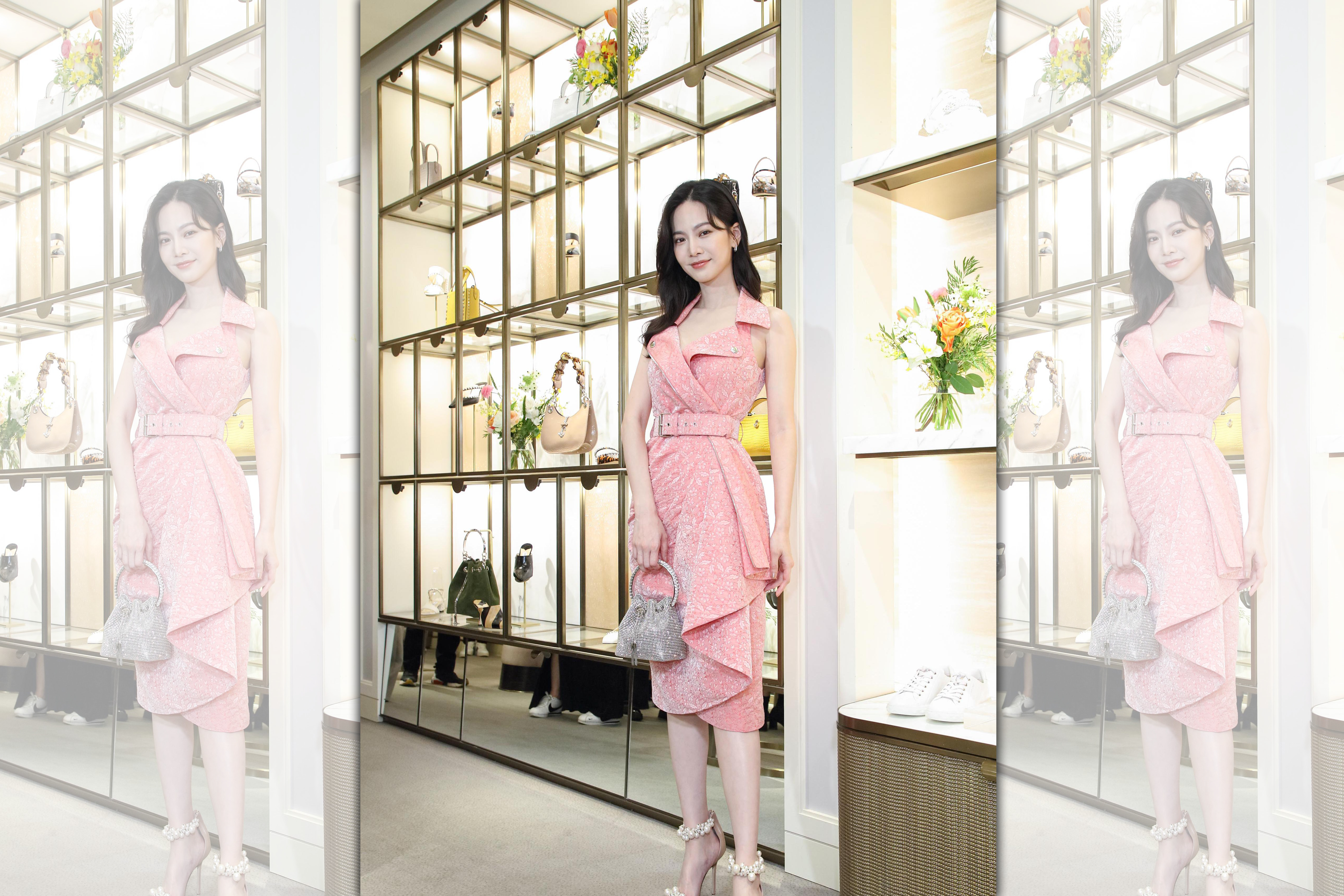 曾之喬透露自己喜愛珍珠的優雅內鍊與華麗，腳上的高跟涼鞋完全是心中的夢幻鞋款。（藍鐘提供）