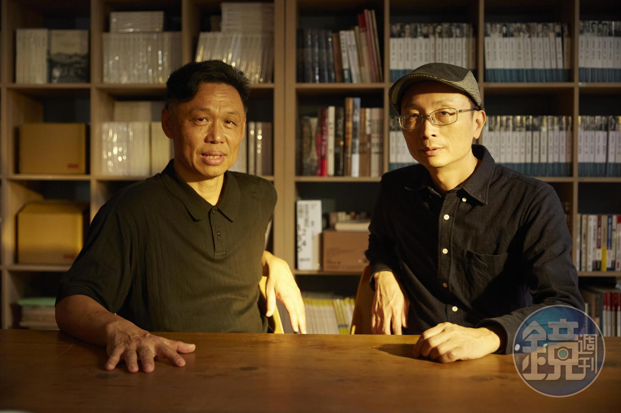 監製楊順清(左)表示,朱賢哲(右)的個性謙卑、溫暖,能給作家安全感,因此選他執導七等生的紀錄片。