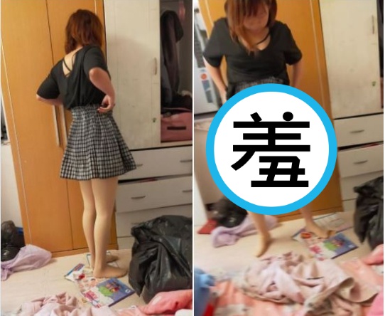 媽媽換衣服的時候，竟被孩子偷拍。（翻攝自爆廢公社二館臉書）