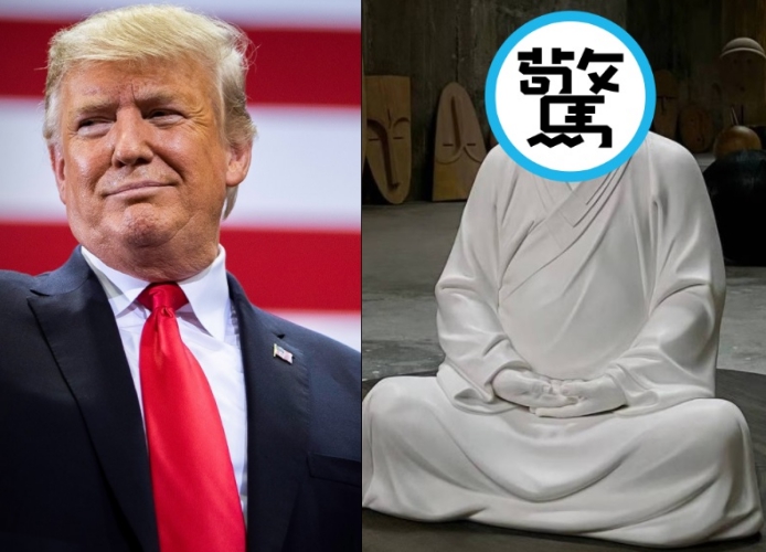 淘寶網最近出現川普佛像商品，引發中國大陸網友熱議。（翻攝自川普臉書、淘寶網）