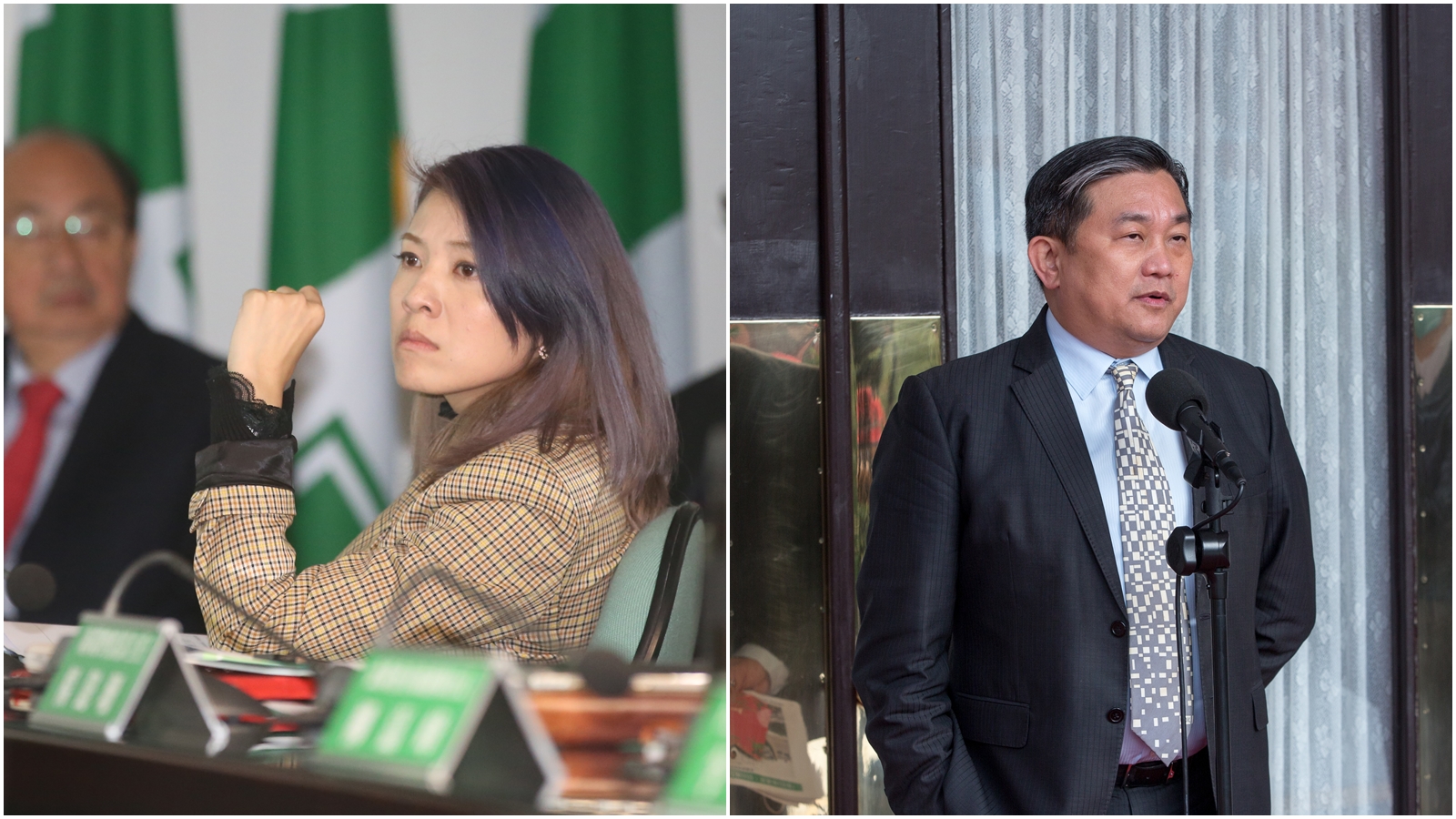 王定宇（右）及顏若芳（左）爆發「同居疑雲」，目前兩人一個恢復正常行程、一個請假一週。（本刊資料照）