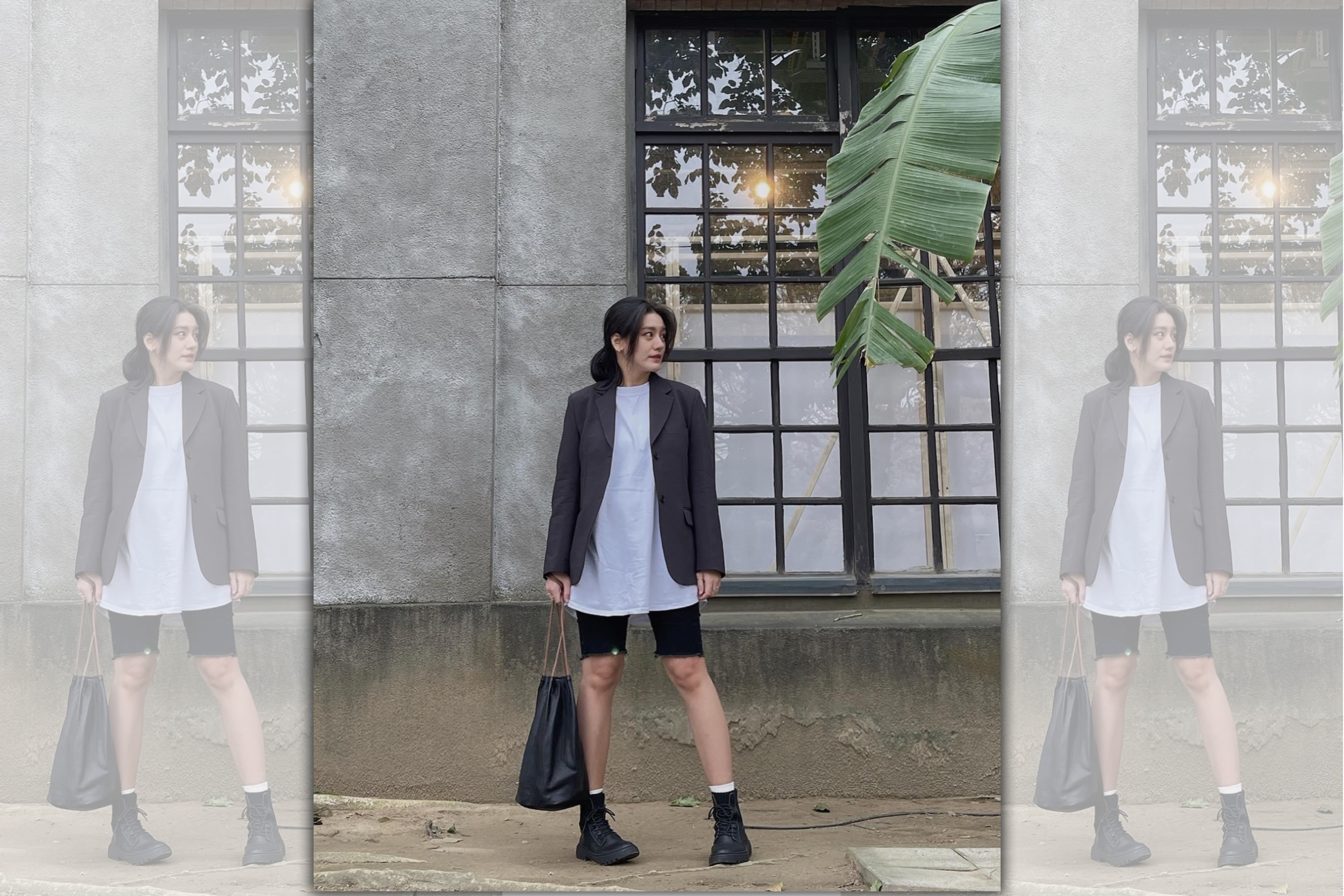 小蠻在臉書分享全身照,四肢纖細,絲毫看不出有孕在身。(圖/翻攝自小蠻臉書)