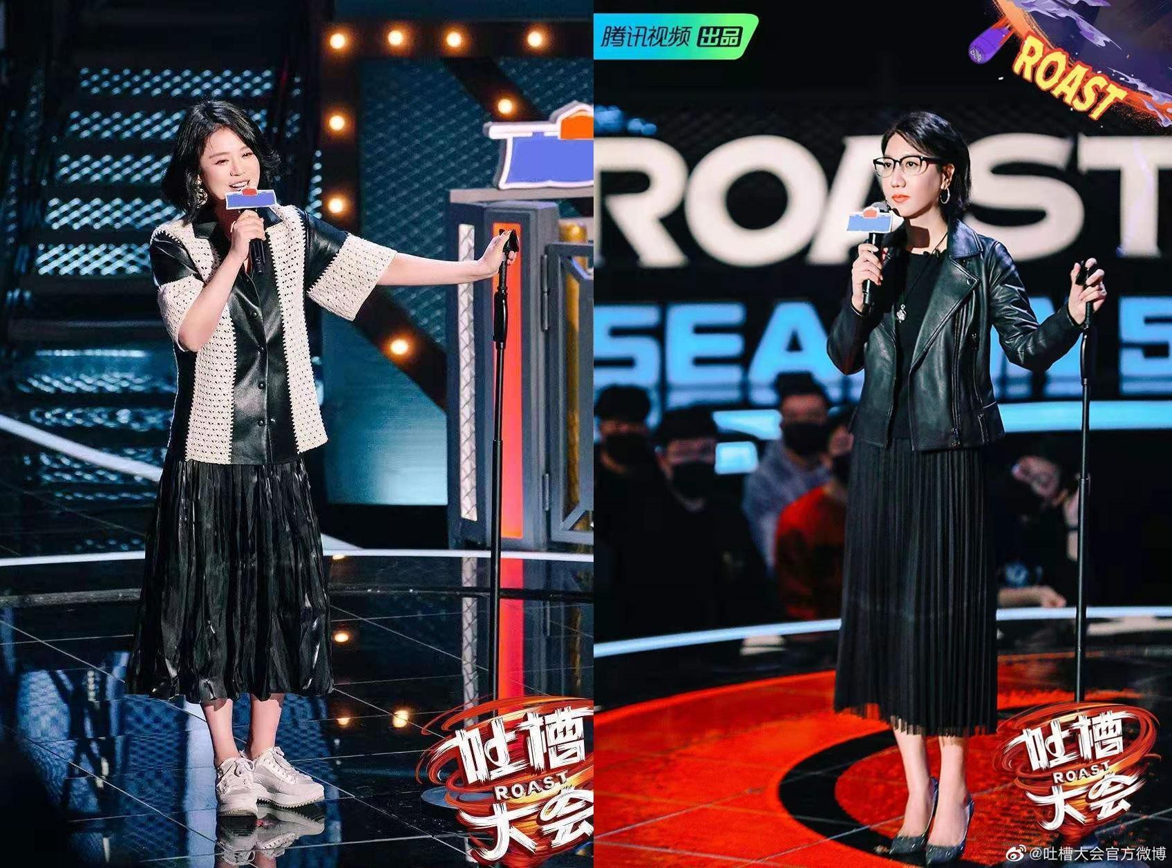 馬思純(左圖)上《吐槽大會》PK大陸知名女記者易立競,對方犀利提問「周冬雨友把你當朋友嗎?」她笑言對方「挑撥」兩人關係。(翻攝吐槽大會官博)