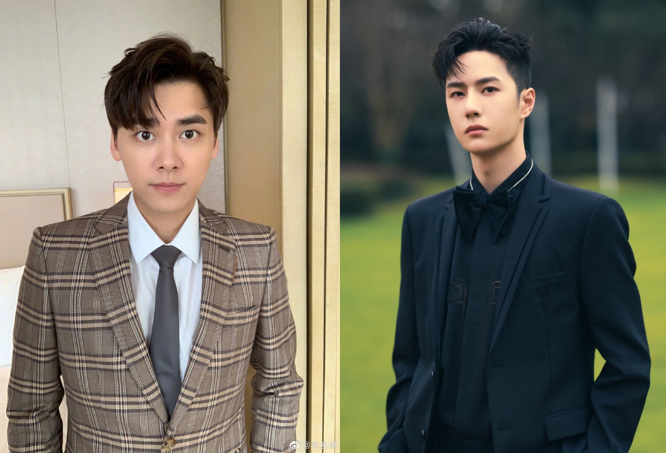 大陸男星李易峰（左）與王一博（右）今分別被傳緋聞。（合成圖片，翻攝自李易峰、王一博微博）