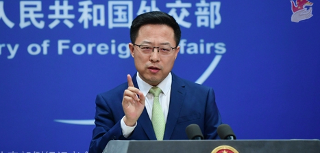 南韓媒體報導，中國的沙塵暴侵襲南韓，中國外交部發言人趙立堅指稱，沙塵暴源於中國境外，中國只是途經站。（翻攝中國外交部網站）