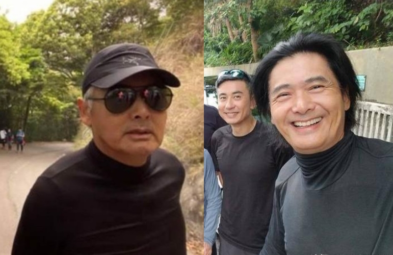 因合照的山友做出無禮舉動，讓向來親民的周潤發罕見在鏡頭前面露慍色。（翻攝自臉書社團「香港行山遠走之友（吹水山谷）」、裕豐娛間說微博）