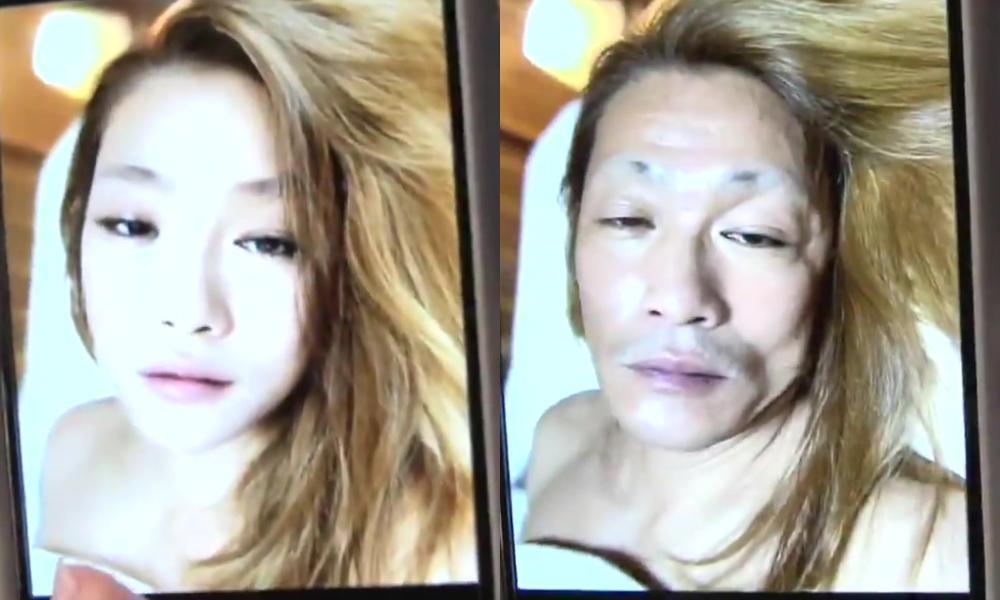 現代修圖軟體之強大,甚至連大叔都能「性轉」成美少女。(翻攝自推特)