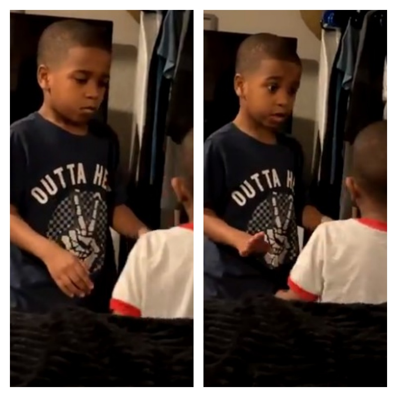 6歲哥哥溫柔安撫哭鬧的4歲弟弟,讓弟弟冷靜下來。(翻攝自Ashleyoutloud推特)