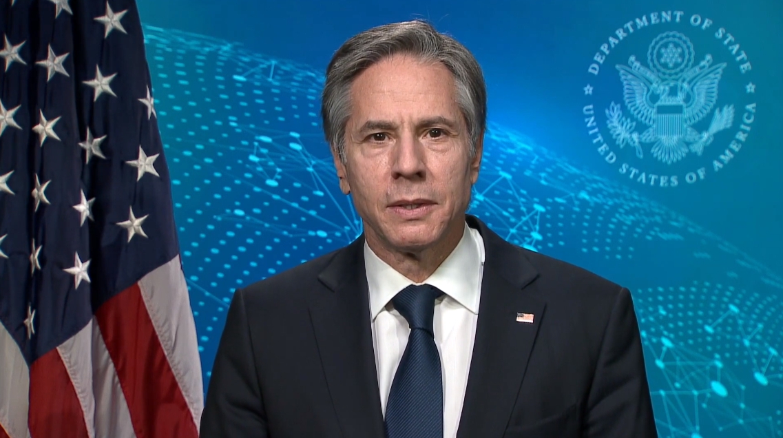 美國國務卿布林肯表示，「當中國試圖脅迫或侵略時，我們將在必要時予以回擊。」（翻攝自 U.S. Department of State YouTube）