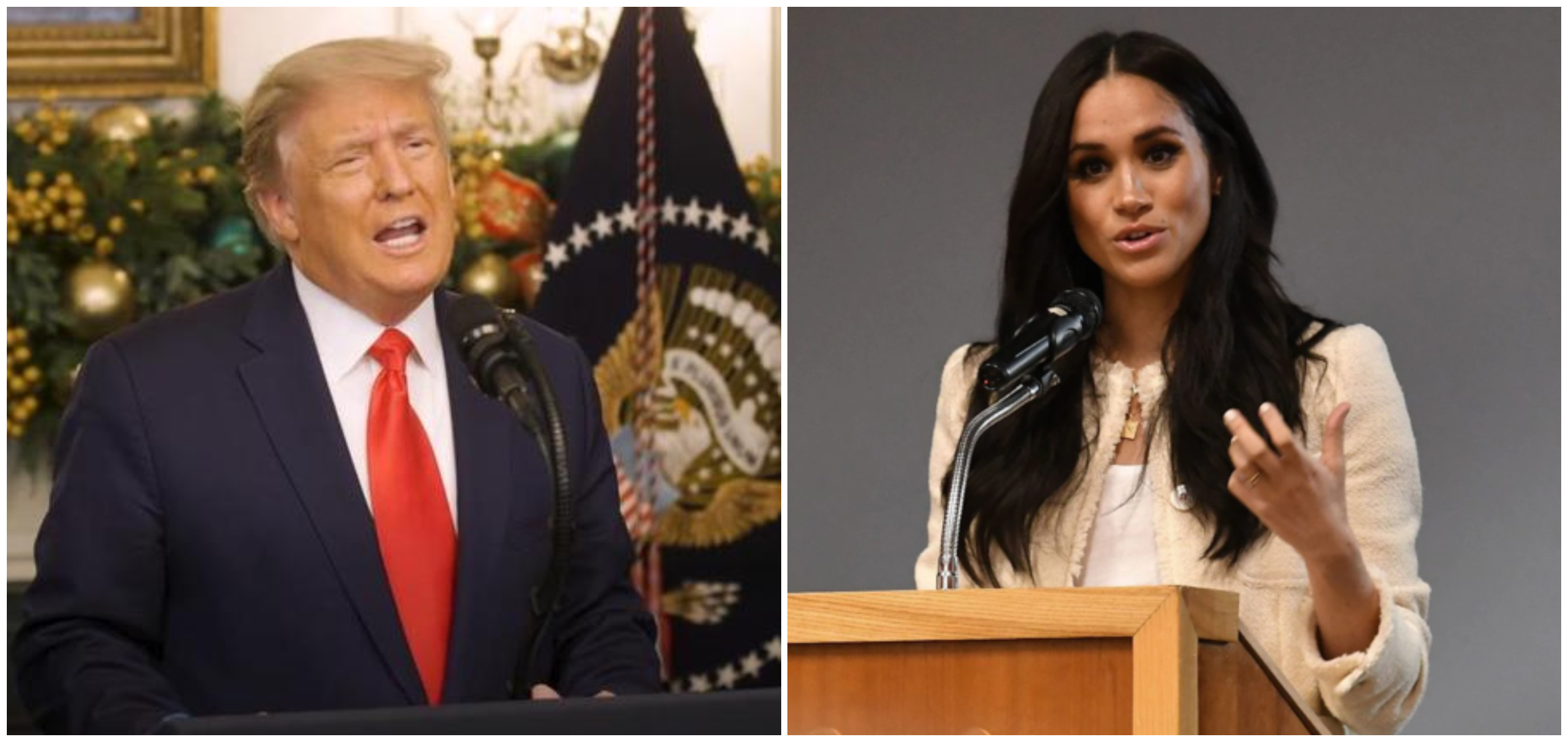 美國前總統川普（左圖）與梅根（右圖）曾經結怨。（翻攝川普臉書、meghanmarkle_official IG）