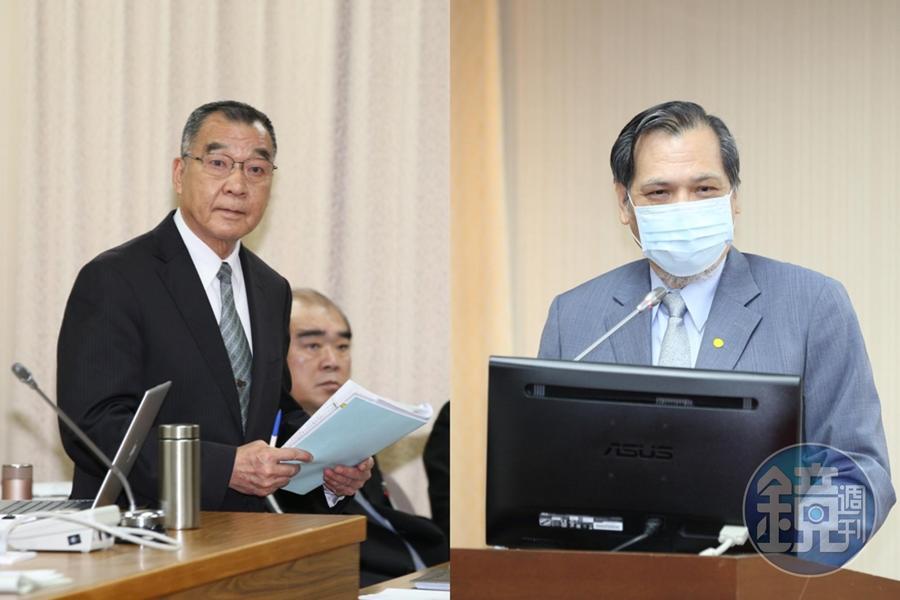國防部長邱國正（左）昨日表示若敵人打過來一定奉陪到底，今國安局長陳明通（右）表示非常贊同。（本刊資料照）