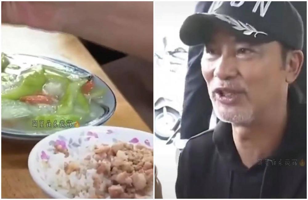 任達華一頭灰白頭髮雖顯得滄桑,但精神卻很不錯,近日有網友曝出任達華在大陸吃路邊攤 。(翻攝自Yule999999抖音)