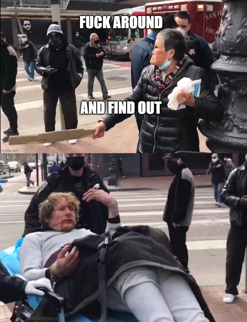 謝奶奶的英勇事蹟在網路瘋傳，還被做成梗圖。（翻攝推特）