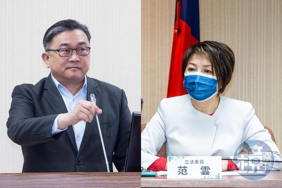 王定宇（左）昨自爆大學時也和現任職立委的何欣純分租過房子，對此范雲（右）則表示若有弱勢女性受到傷害願意站出來發聲。（本刊資料照）