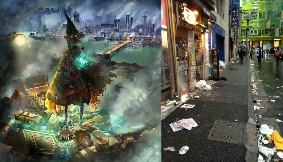 西野亮廣看到萬聖節隔天遍地都是垃圾的澀谷感觸很深,垃圾人普佩的靈感就是來自於此。(翻攝自西野亮廣部落格)