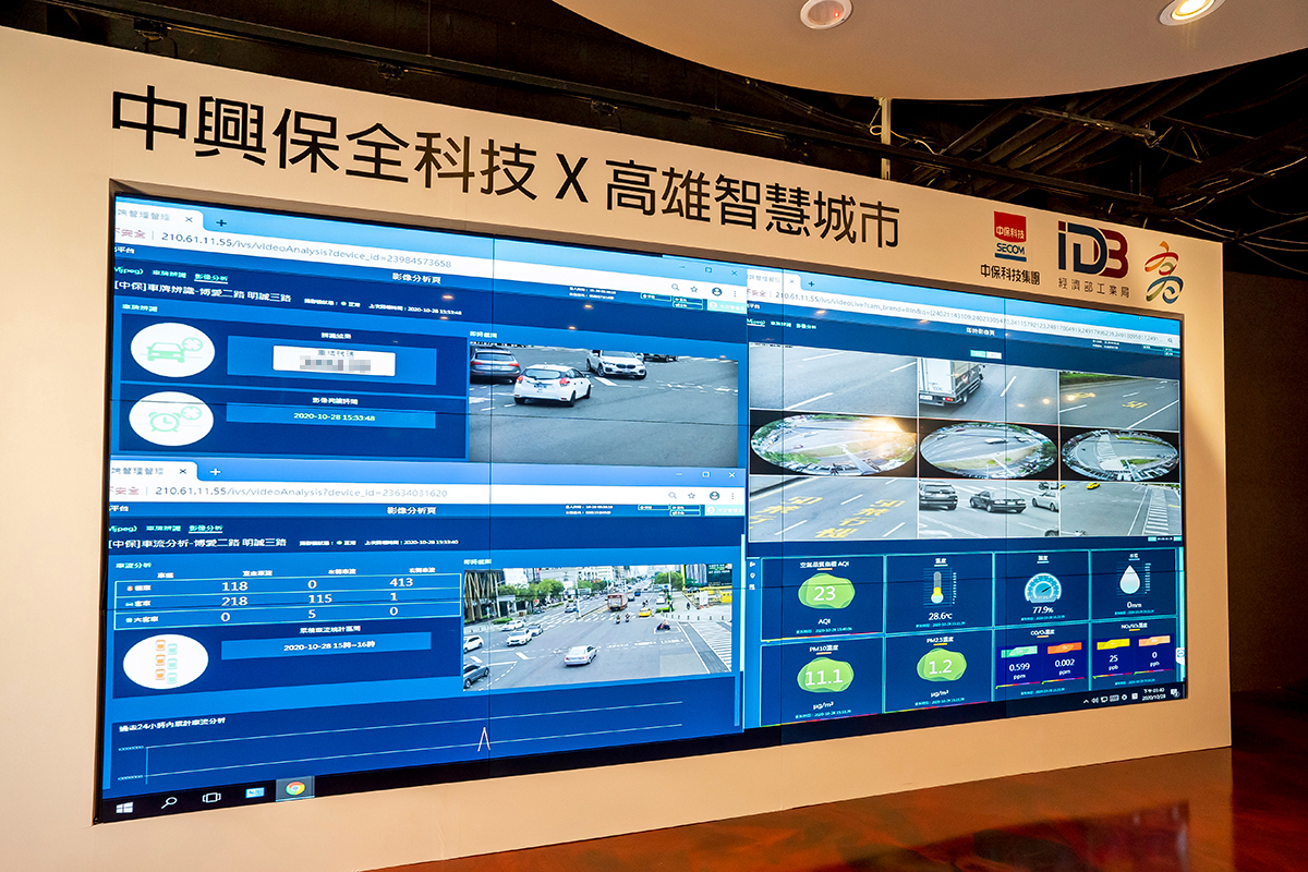 2020年智慧城市最大案是協助高雄市發展智慧城市，建置包括車種辨識、車流、人流監測和空氣品質監測等11項的智慧城市解決方案。（中保科提供）