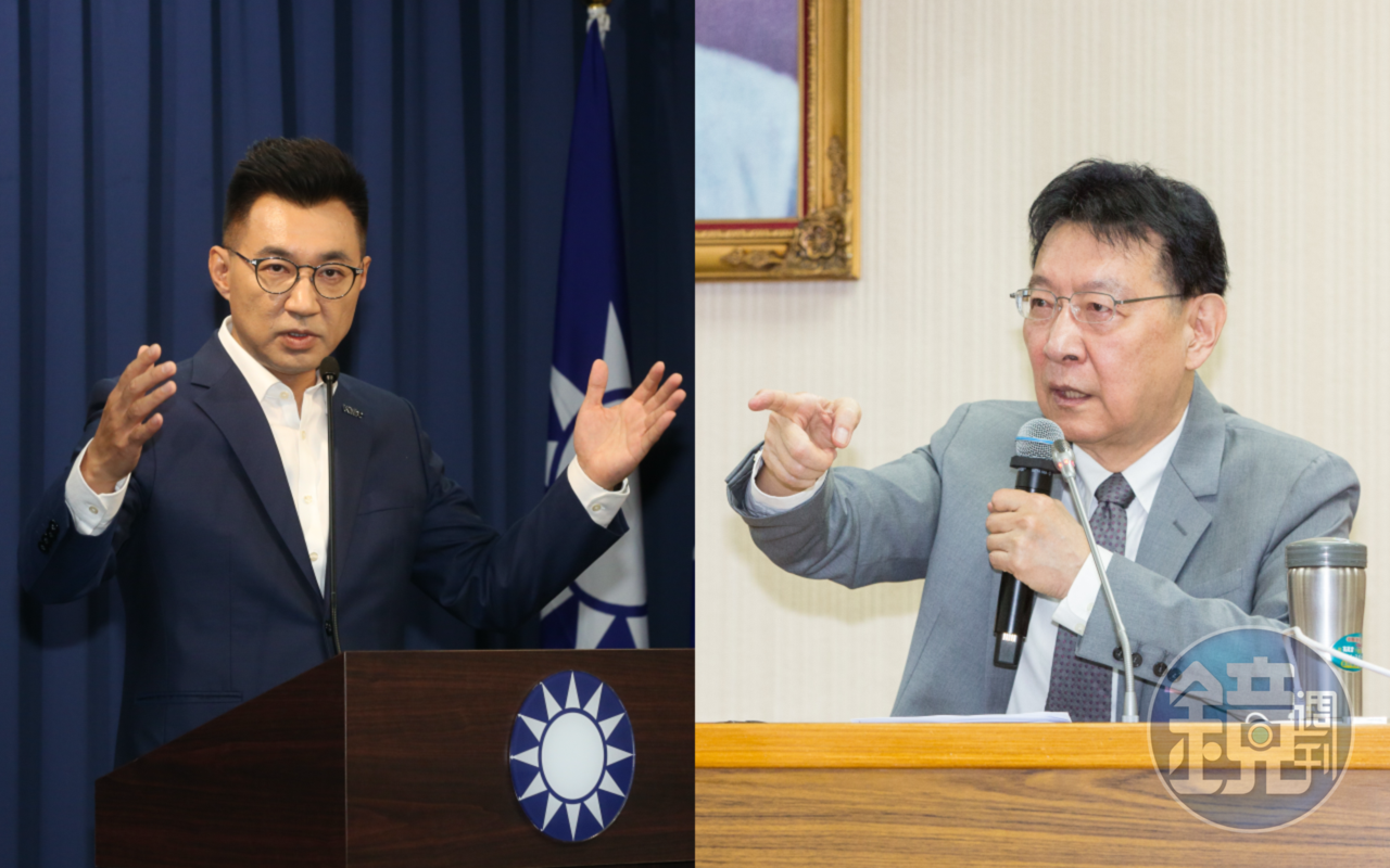 趙少康(右圖)不滿「一年條款」直言要取消中常會,江啟臣(左圖)則表示,中常會在組織結構上有其重要性。(本刊資料照)