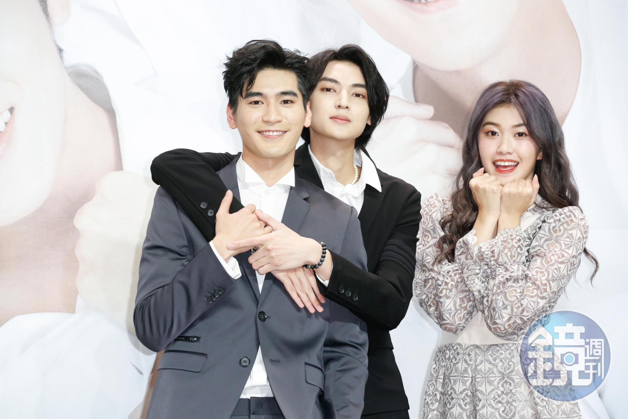 涂善存(左)、陳立安(中)、紀欣伶(右)主演的BL劇《HIStory 4 近距離愛上你》上檔,涂善存的臉書一週爆增3萬人追蹤。