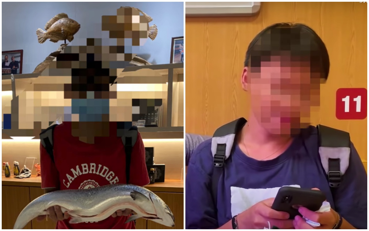 「張鮭魚之夢」直奔雲林爽拿3,000元鮭魚，又被壽司郎列入黑名單。（翻攝自陳岳揚YouTube、台灣鯛生態創意園區臉書）