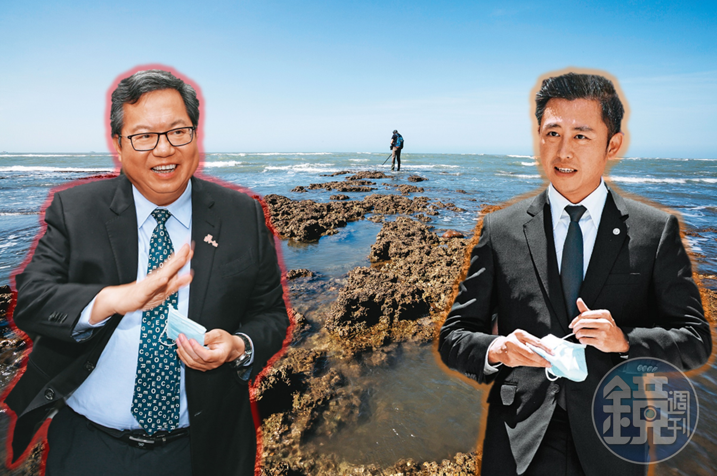 桃園市上演綠色執政保衛戰！因藻礁公投標的大潭藻礁就在此，更牽動鄭文燦（左）的市長接班布局。新竹市長林智堅（右）是否轉進參選桃園市長，也與他的接班人選相互連動。